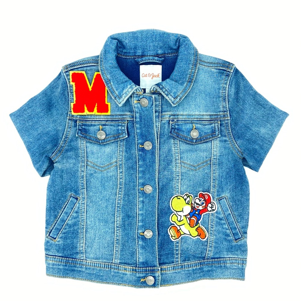 NWT Baby to Toddler Blue Jean Jacket! Mario Cute Custom Jean Jacket!